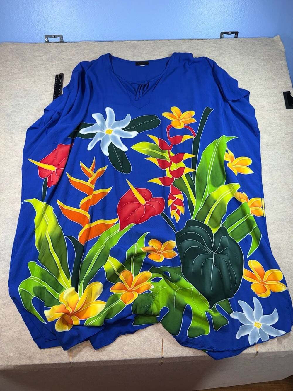 Primitive 2XL Blue Tropical Floral Flutter Sleeve Dress Cottagecore Hawaiian